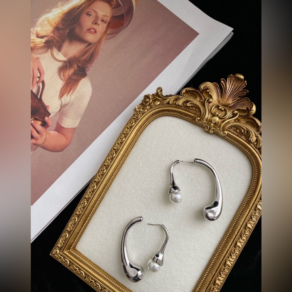 Silver and Pearl Earrings - 2 stylish wearing options -pls read the description